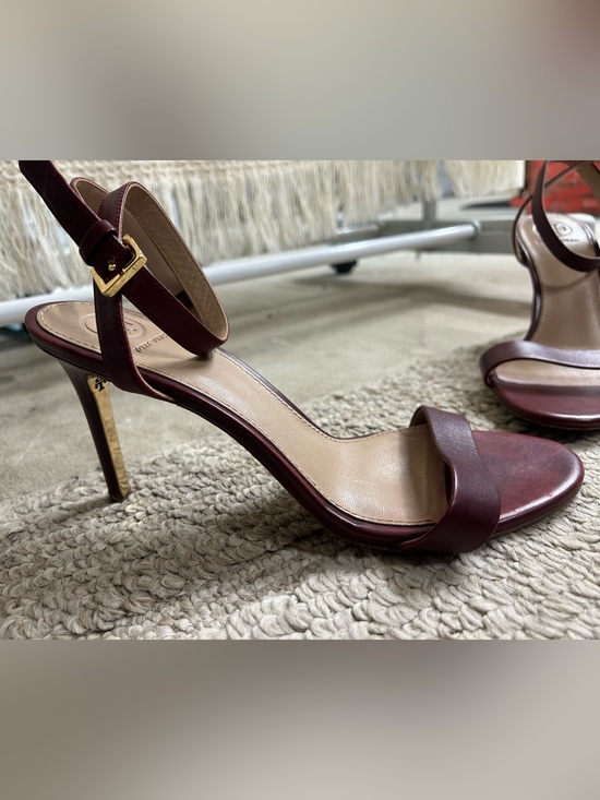 Tory Burch Shoes - Tory Burch Burgundy Ankle-Strap Stiletto Sandals